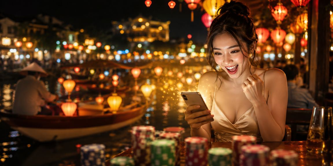Người dùng tại Huế chơi casino di động trong không khí chợ đêm sôi động