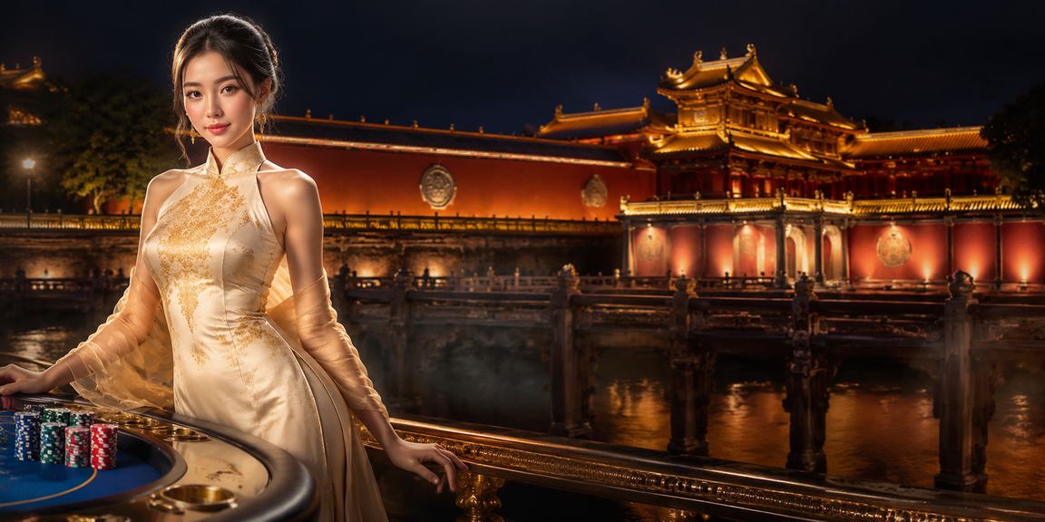 Giao diện cá cược trực tuyến tại Việt Nam với đèn neon và bàn casino